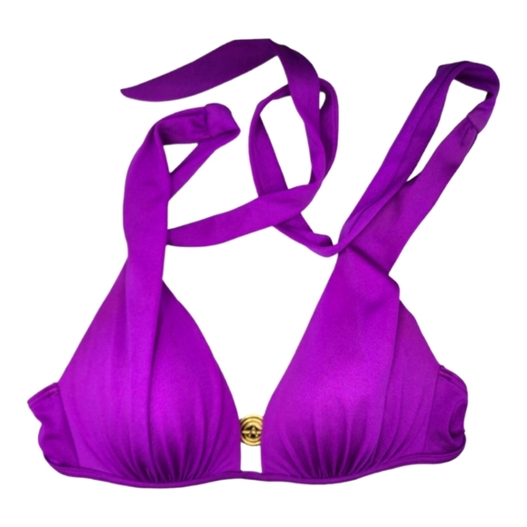 Victoria's Secret Halter Bikini Top X Small Purple Gold - Picture 1 of 4